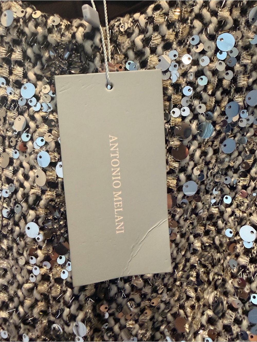 ANTONIO MELANI Emiliana Silver-White Tweed Sleeveless Mini Dress - Picture 4 of 6